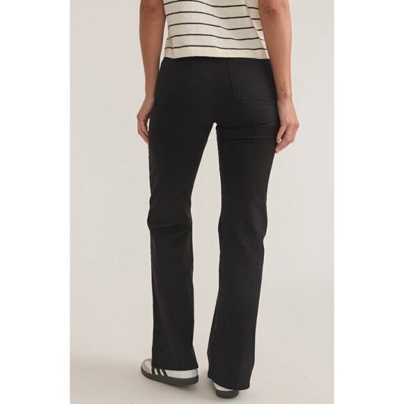 Marine Layer Bridget Flare Wide Leg Twill Pants Faded Black Stretch Plus Size 14 - Picture 4 of 12